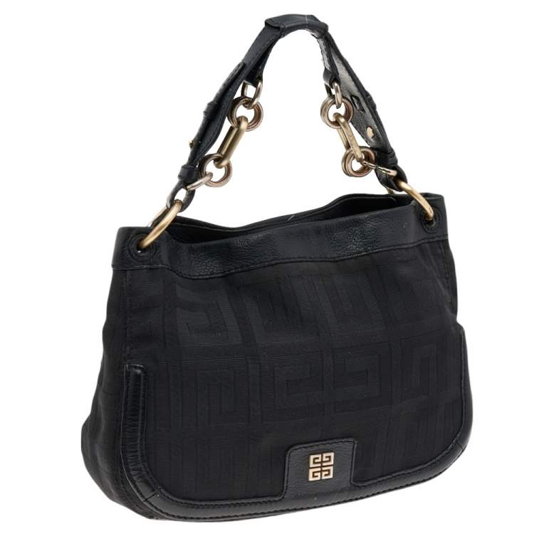 Pre Owned Givenchy Black Signature Nylon and Leather Hobo