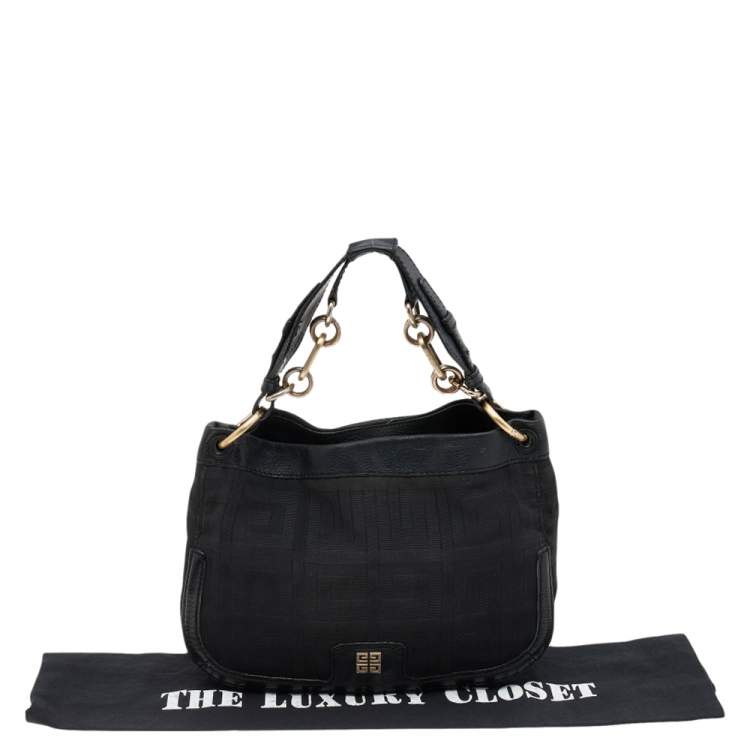 Pre Owned Givenchy Black Signature Nylon and Leather Hobo