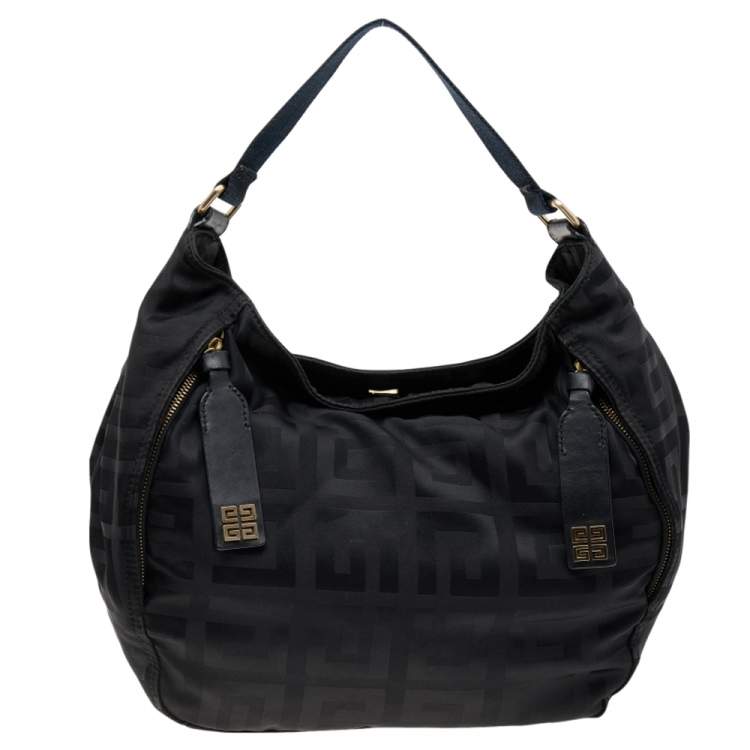Pre Owned Givenchy Black Signature Nylon and Leather Hobo