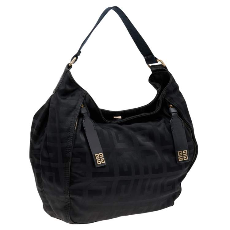 Pre Owned Givenchy Black Signature Nylon and Leather Hobo