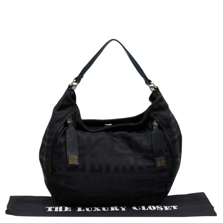 Pre Owned Givenchy Black Signature Nylon and Leather Hobo