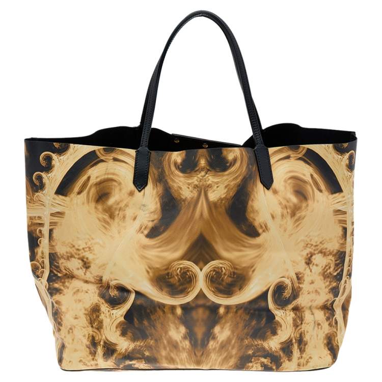 Pre Owned Givenchy Black/Yellow Flame Print Coated Canvas Antigona Shopping Tote