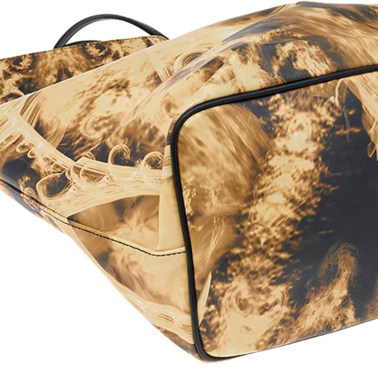Pre Owned Givenchy Black/Yellow Flame Print Coated Canvas Antigona Shopping Tote