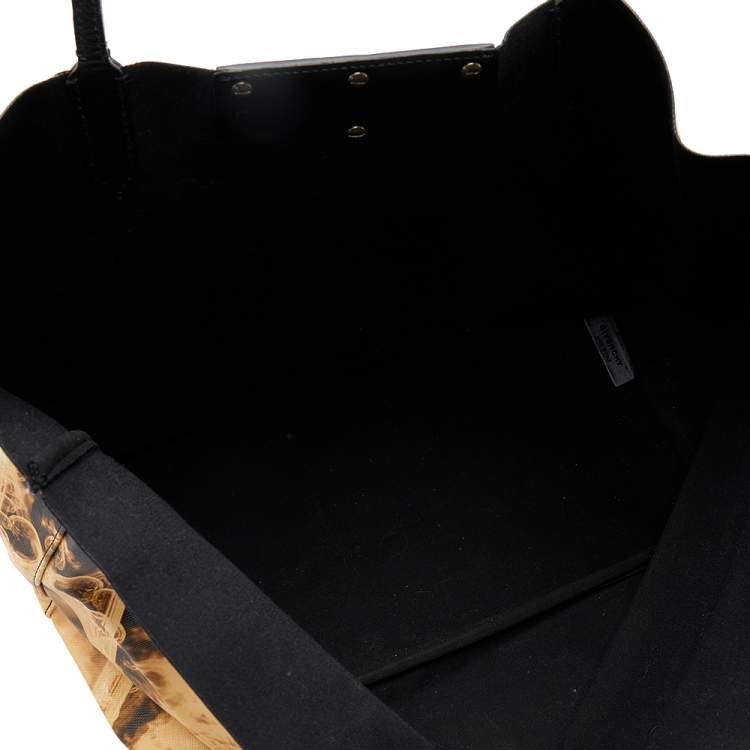 Pre Owned Givenchy Black/Yellow Flame Print Coated Canvas Antigona Shopping Tote