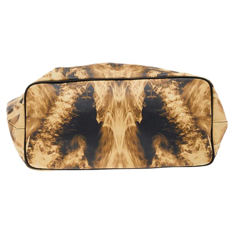 Pre Owned Givenchy Black/Yellow Flame Print Coated Canvas Antigona Shopping Tote