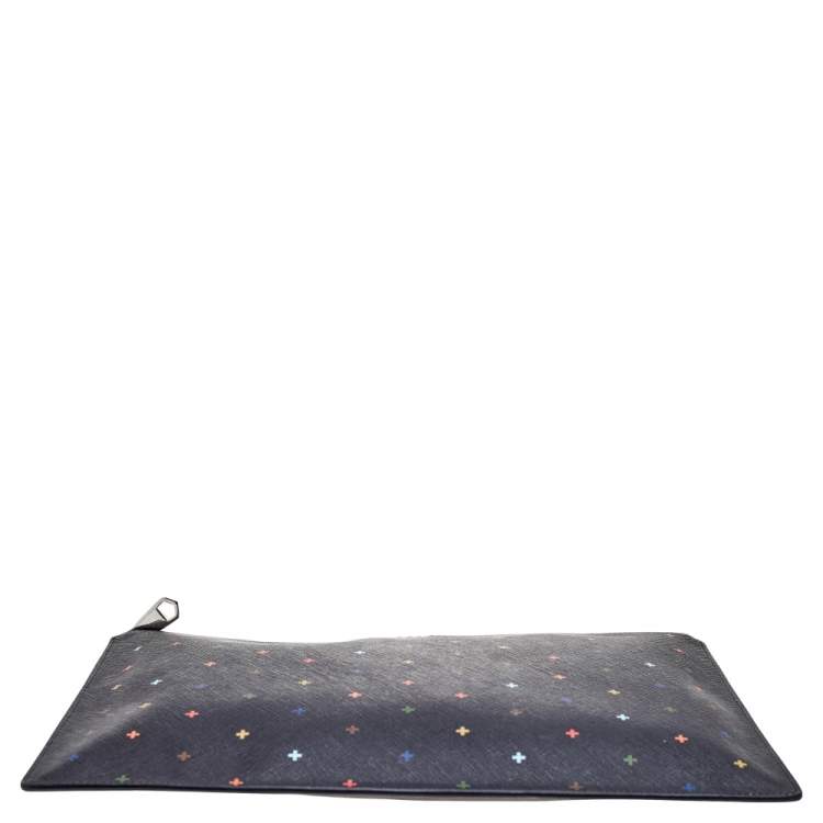 Pre Owned Givenchy Multicolor Cross Print Leather Flat Pouch