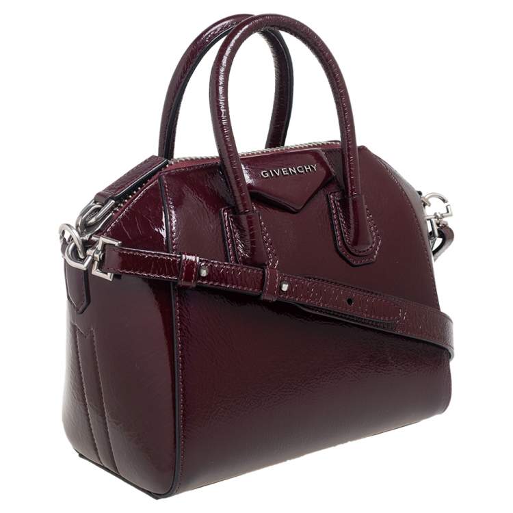 مملوكة مسبقًا Givenchy Burgundy Glossy Leather Mini Antigona Satchel