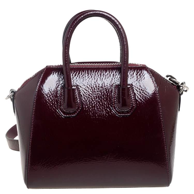 مملوكة مسبقًا Givenchy Burgundy Glossy Leather Mini Antigona Satchel