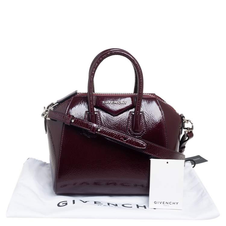 مملوكة مسبقًا Givenchy Burgundy Glossy Leather Mini Antigona Satchel