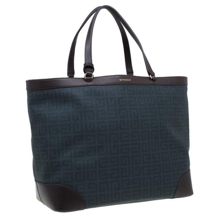 Pre Owned Givenchy Brown/Black Coated Canvas and Leather Shopper Tote