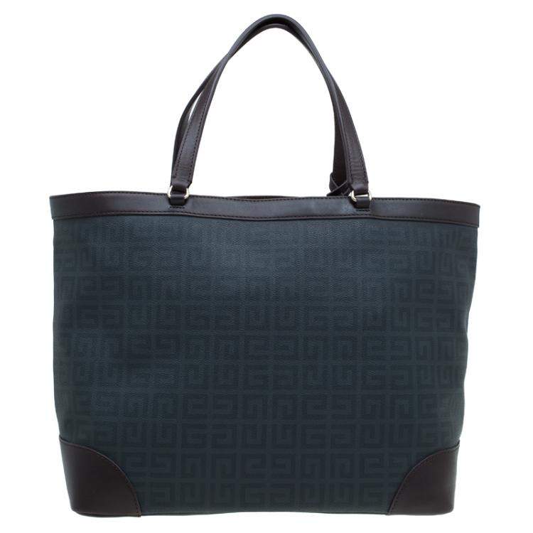 Pre Owned Givenchy Brown/Black Coated Canvas and Leather Shopper Tote