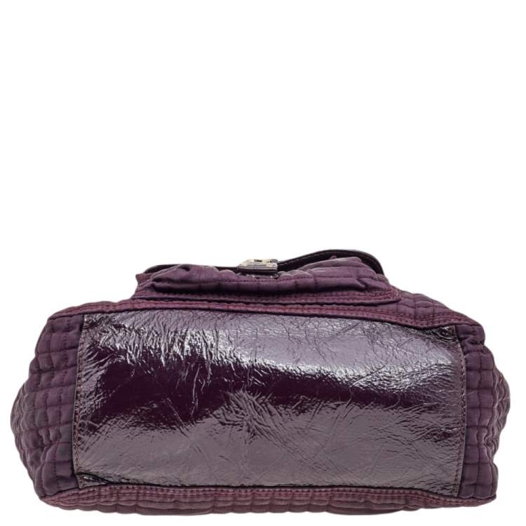Pre Owned Givenchy Purple Signature Fabric And Patent Leather Tote