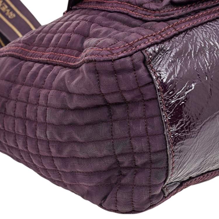Pre Owned Givenchy Purple Signature Fabric And Patent Leather Tote