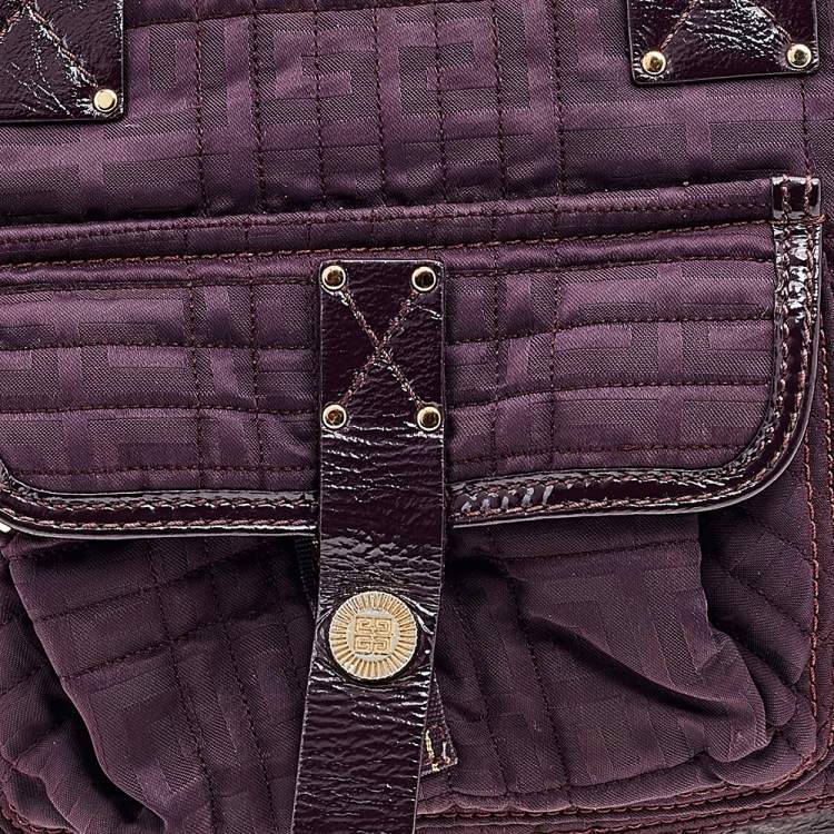 Pre Owned Givenchy Purple Signature Fabric And Patent Leather Tote
