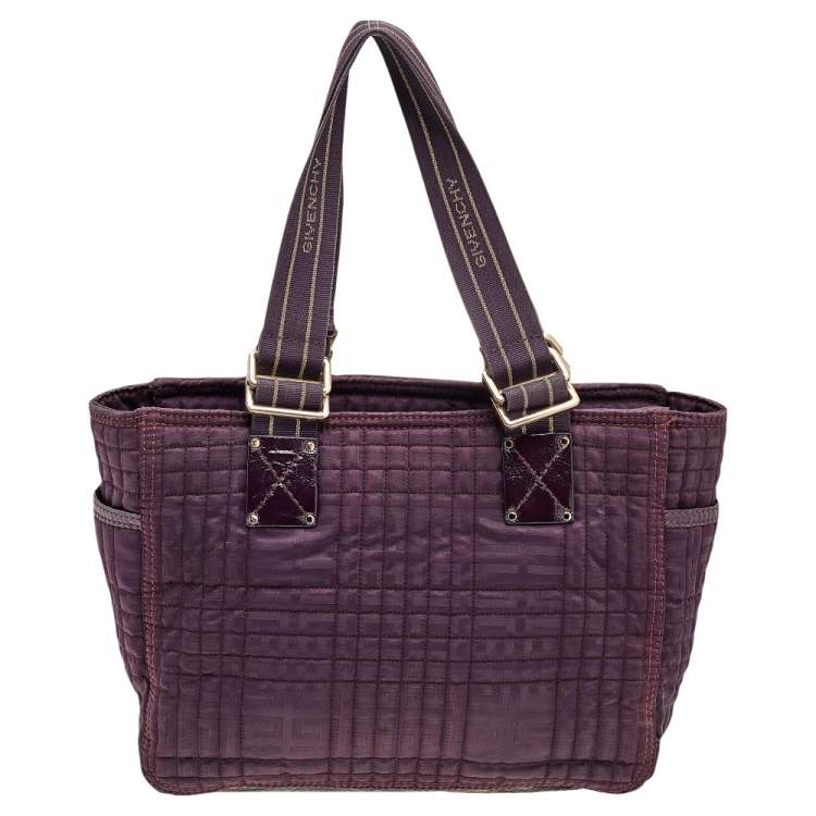 Pre Owned Givenchy Purple Signature Fabric And Patent Leather Tote