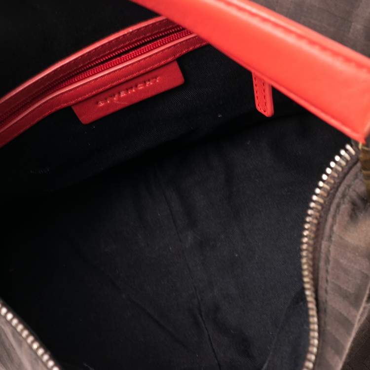 Pre Owned Givenchy Brown/Red Monogram Canvas and Leather Hobo
