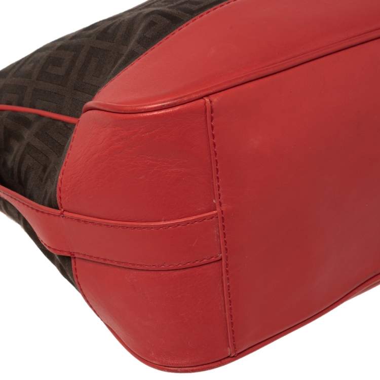 Pre Owned Givenchy Brown/Red Monogram Canvas and Leather Hobo