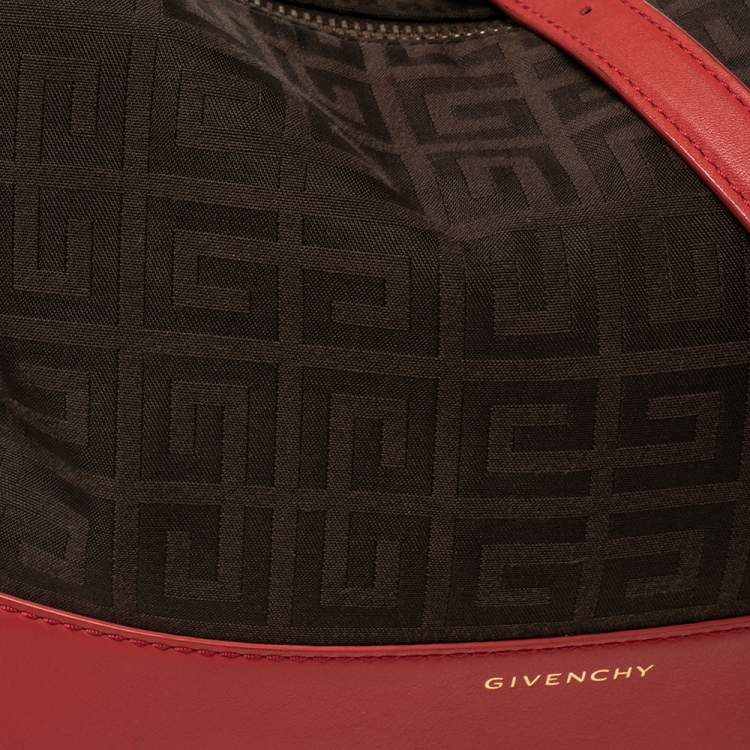 Pre Owned Givenchy Brown/Red Monogram Canvas and Leather Hobo