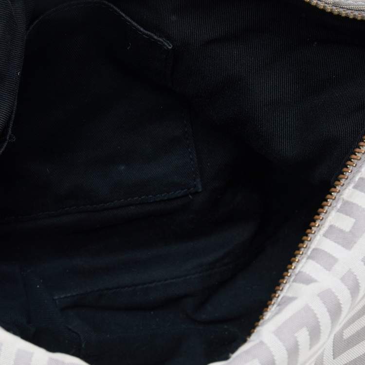Pre Owned Givenchy Grey/Brown Monogram Canvas and Leather Zip Hobo