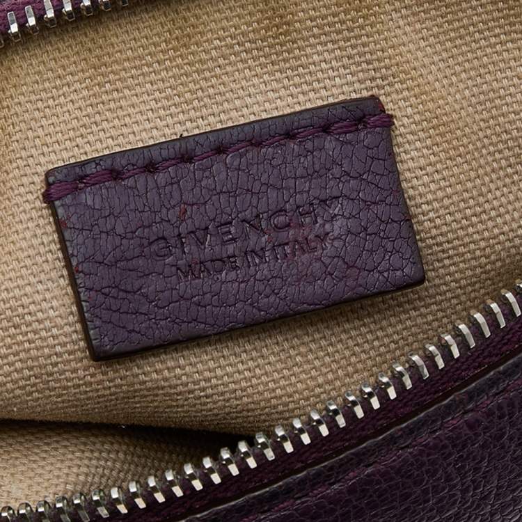 Pre Owned Givenchy Purple Leather Mini Pandora Chain Shoulder Bag