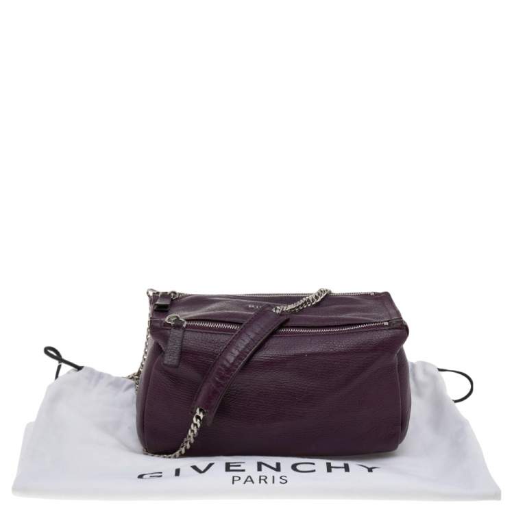 Pre Owned Givenchy Purple Leather Mini Pandora Chain Shoulder Bag