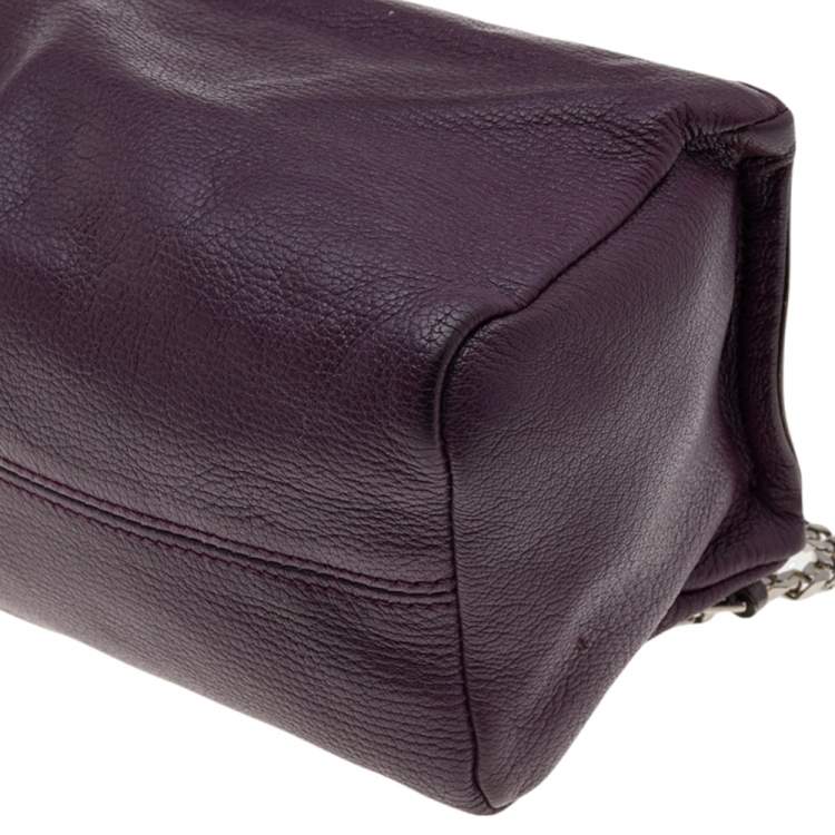 Pre Owned Givenchy Purple Leather Mini Pandora Chain Shoulder Bag