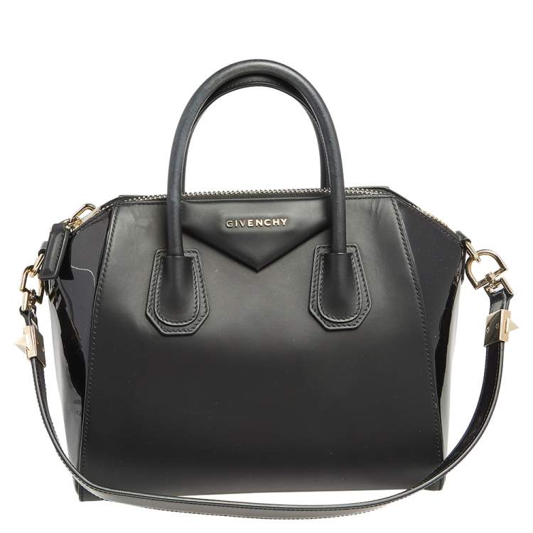 Pre Owned  Givenchy Black Leather and Patent Leather Small Antigona Satchel