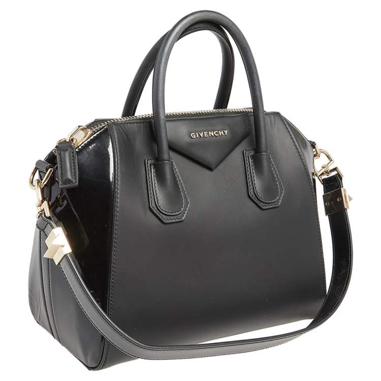 Pre Owned  Givenchy Black Leather and Patent Leather Small Antigona Satchel