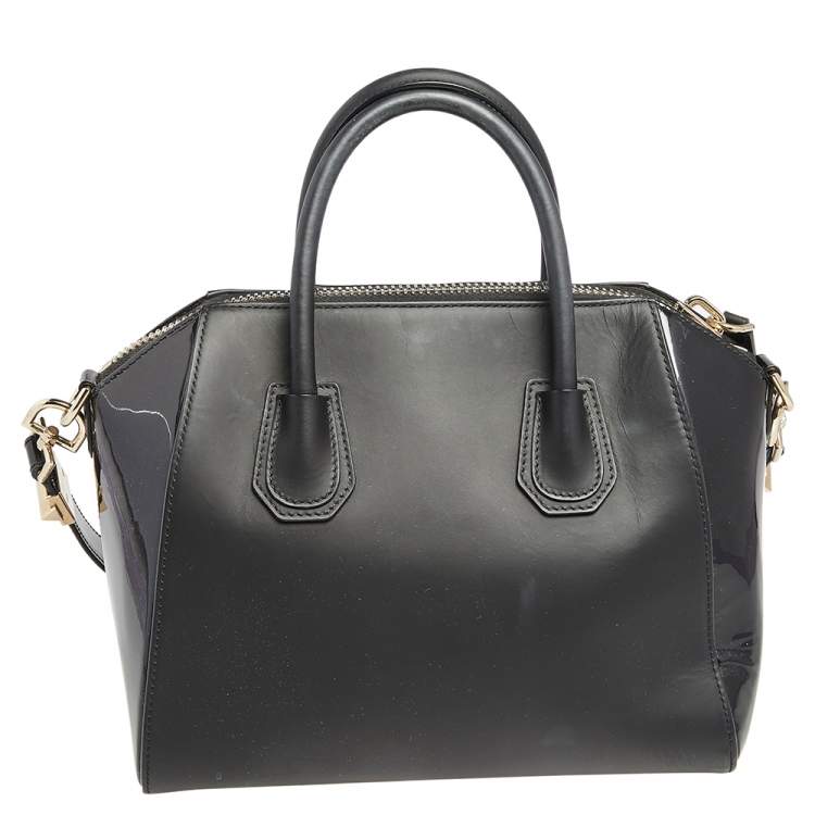 Pre Owned  Givenchy Black Leather and Patent Leather Small Antigona Satchel