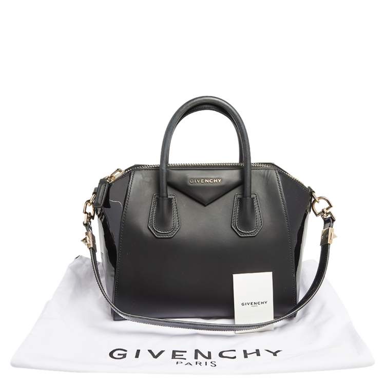 Pre Owned  Givenchy Black Leather and Patent Leather Small Antigona Satchel
