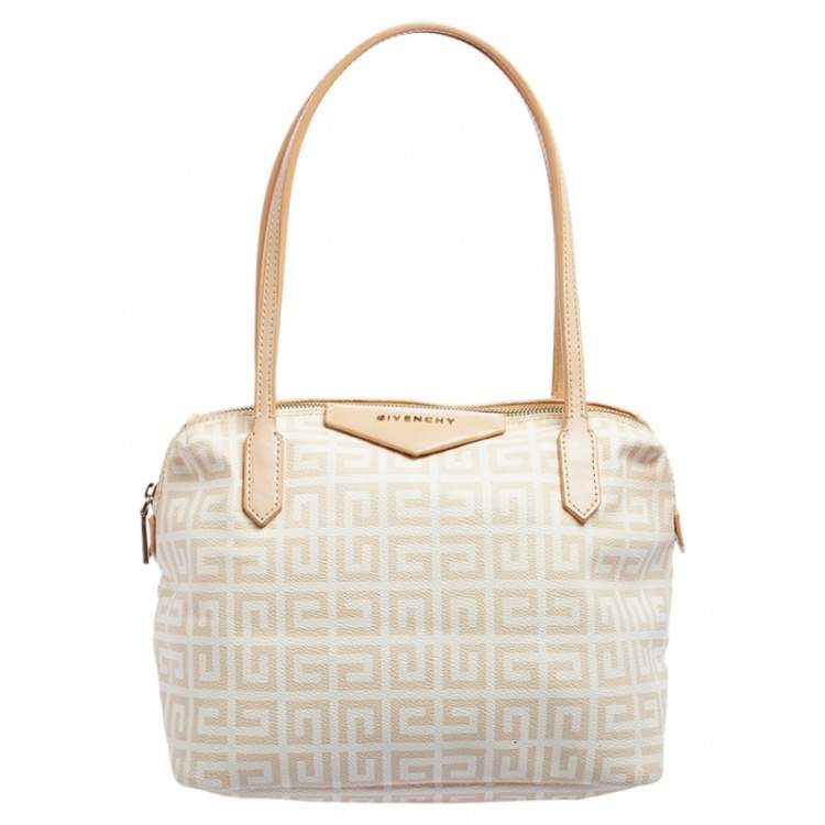 Pre Owned Givenchy Beige and White Monogram Shoulder Bag