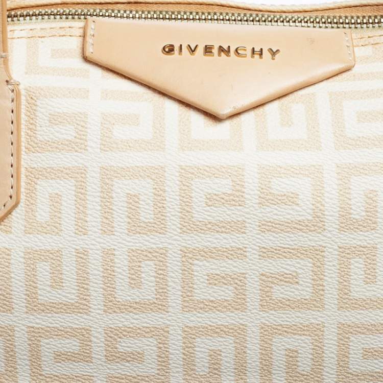 Pre Owned Givenchy Beige and White Monogram Shoulder Bag