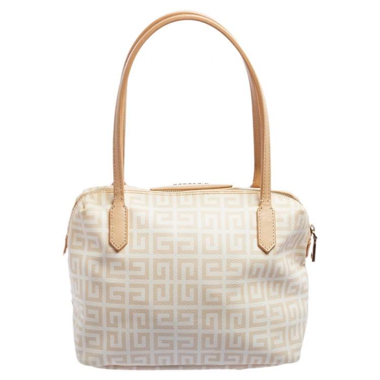 Pre Owned Givenchy Beige and White Monogram Shoulder Bag