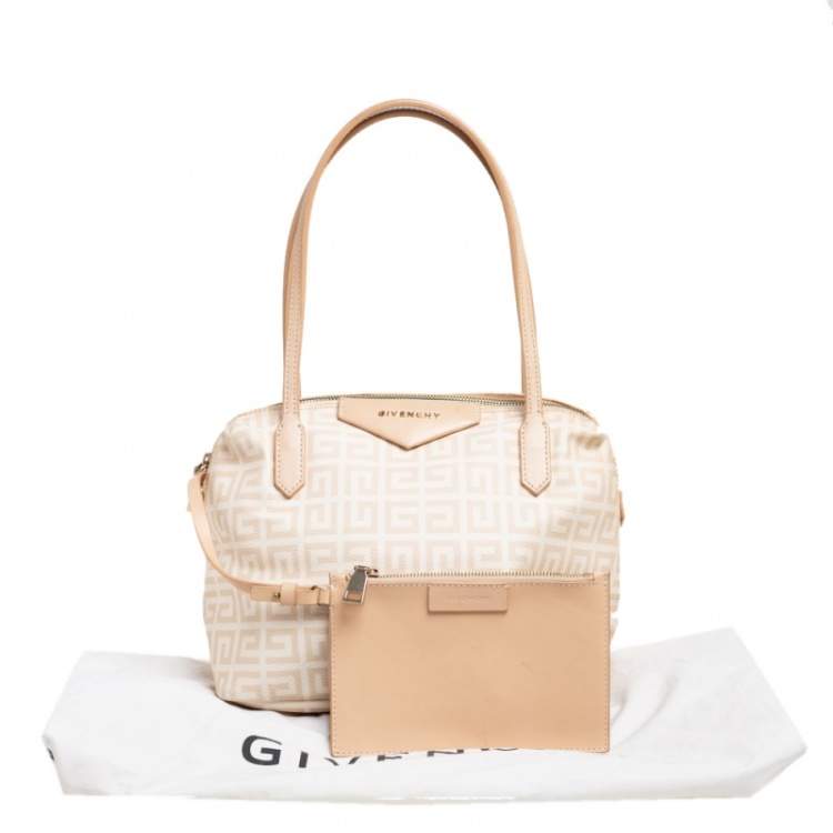 Pre Owned Givenchy Beige and White Monogram Shoulder Bag