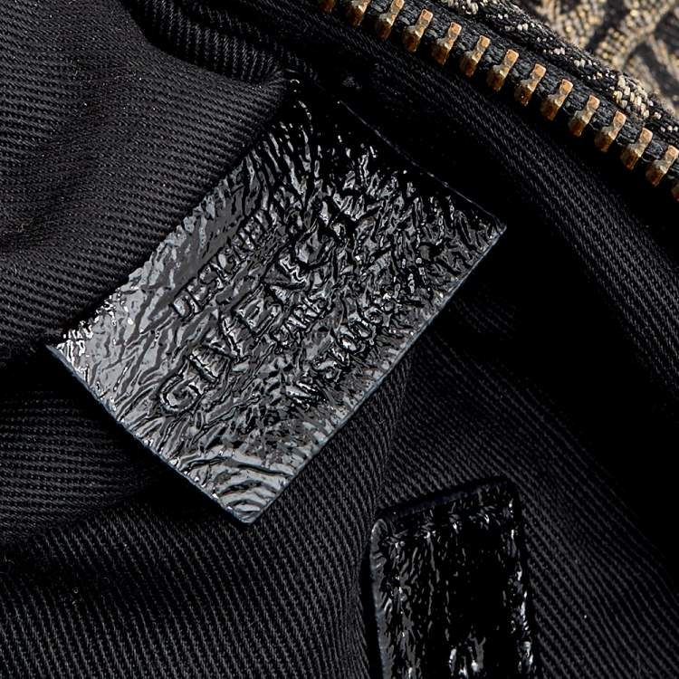 Pre Owned Givenchy Black Monogram Canvas and Patent Leather Baguette
