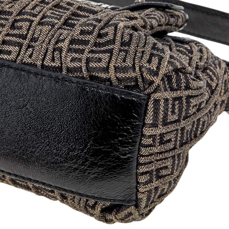 Pre Owned Givenchy Black Monogram Canvas and Patent Leather Baguette