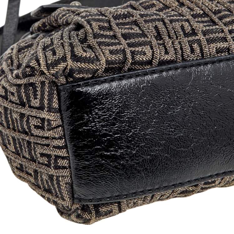 Pre Owned Givenchy Black Monogram Canvas and Patent Leather Baguette
