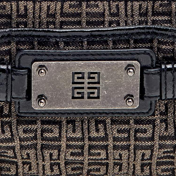 Pre Owned Givenchy Black Monogram Canvas and Patent Leather Baguette