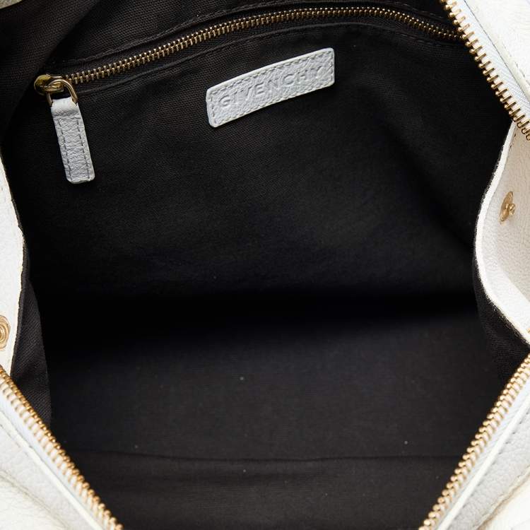 Pre Owned Givenchy White Leather Zip Satchel