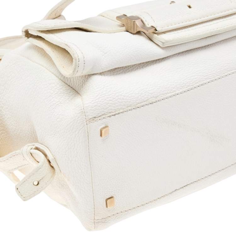 Pre Owned Givenchy White Leather Zip Satchel