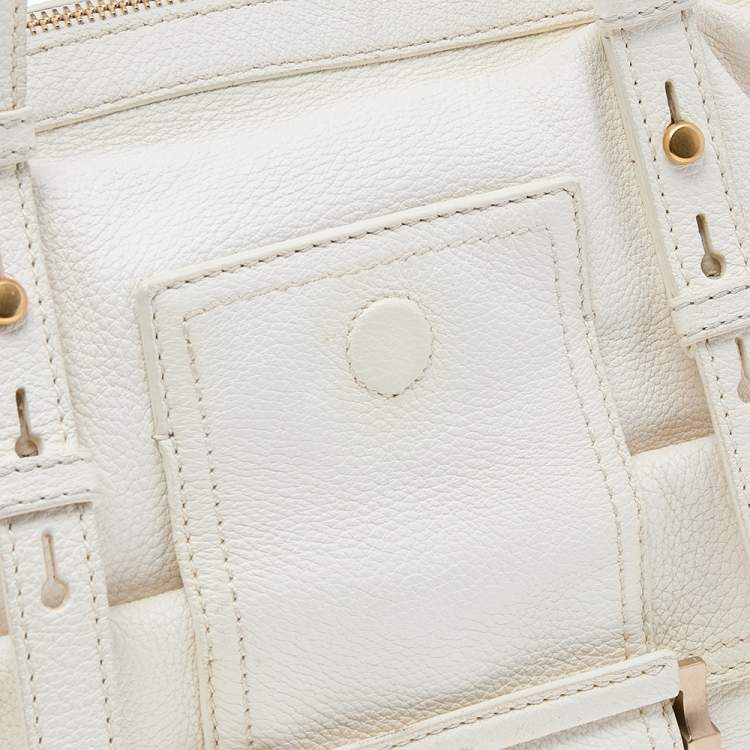 Pre Owned Givenchy White Leather Zip Satchel