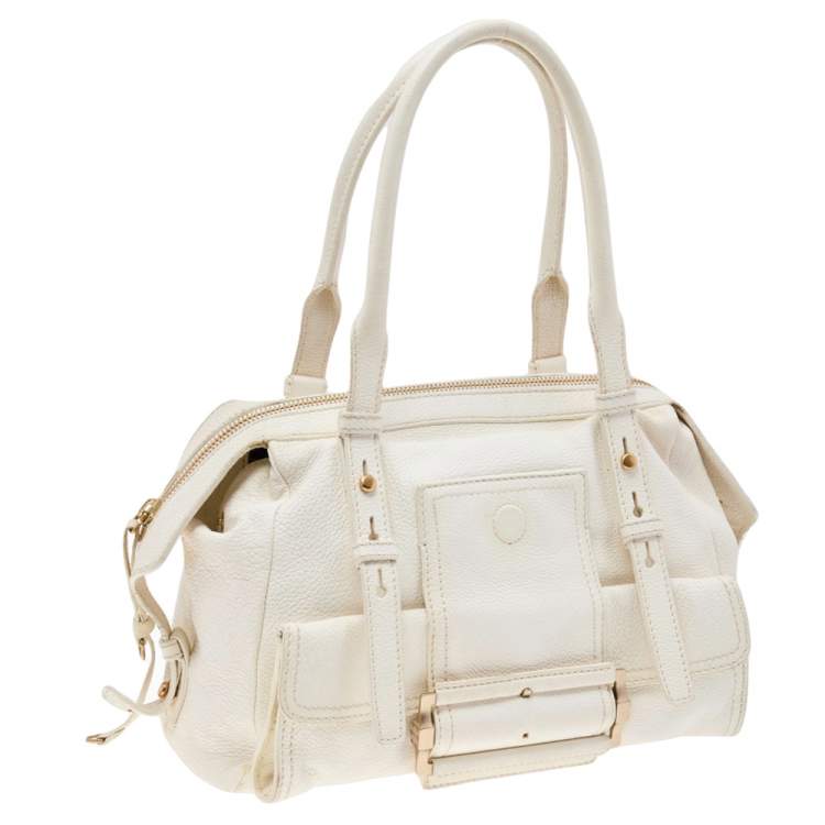 Pre Owned Givenchy White Leather Zip Satchel