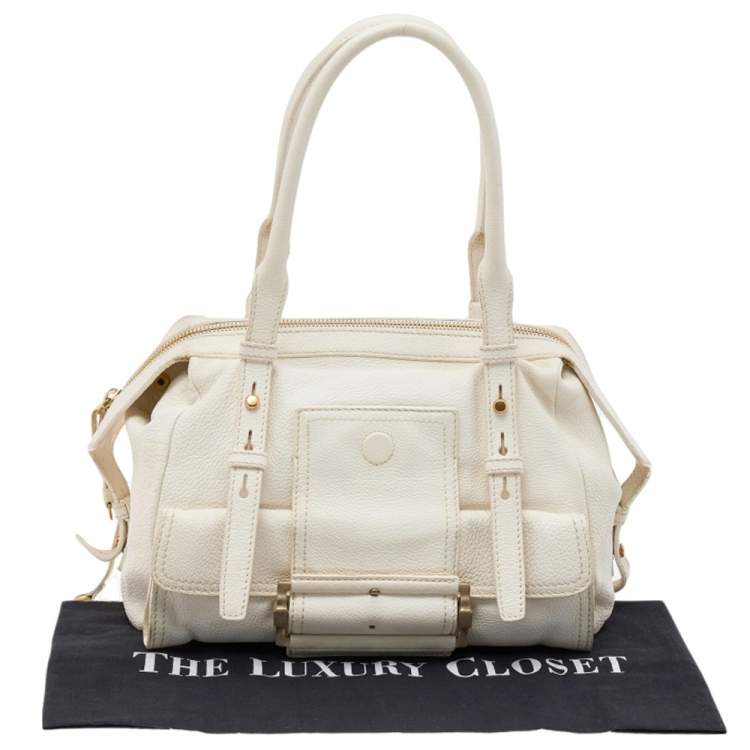 Pre Owned Givenchy White Leather Zip Satchel