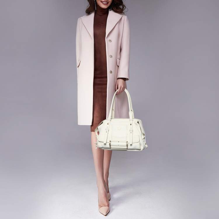 Pre Owned Givenchy White Leather Zip Satchel