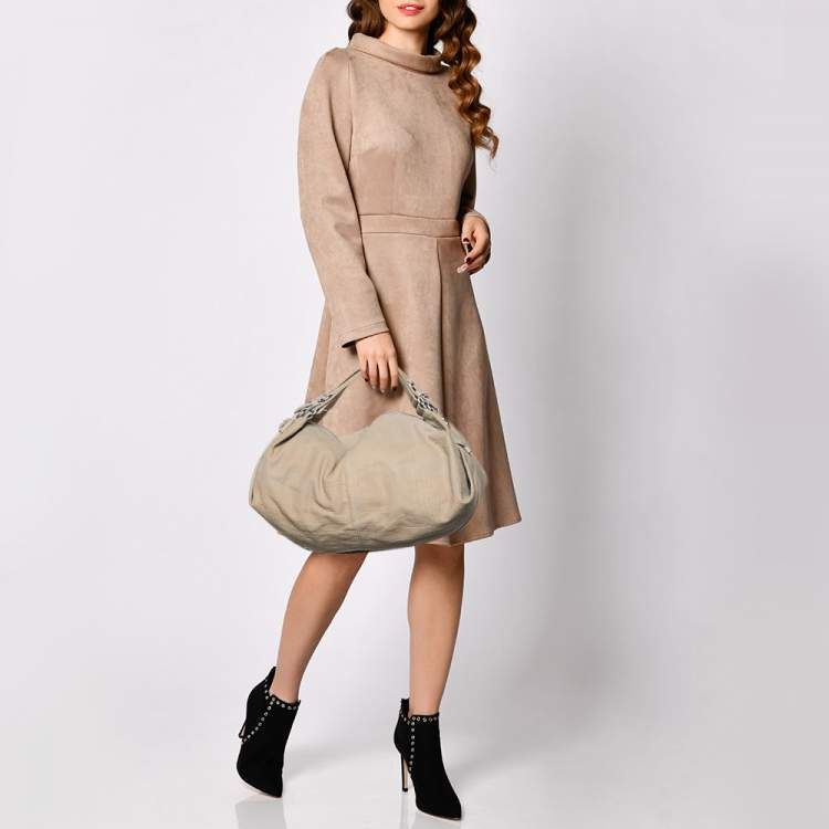 Pre Owned Givenchy Beige Leather Zip Hobo