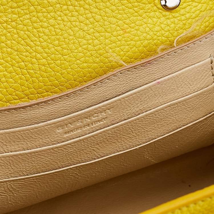 Pre Owned Givenchy Bright Yellow Leather Nano Horizon Crossbody Bag