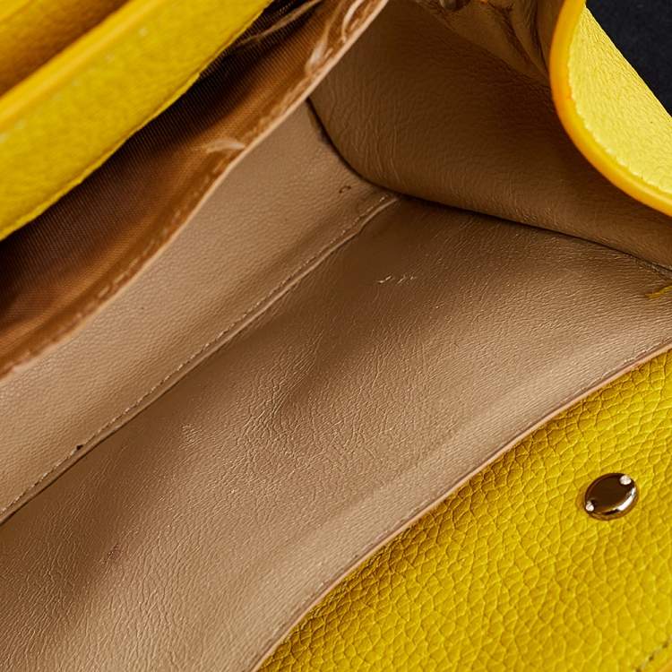 Pre Owned Givenchy Bright Yellow Leather Nano Horizon Crossbody Bag