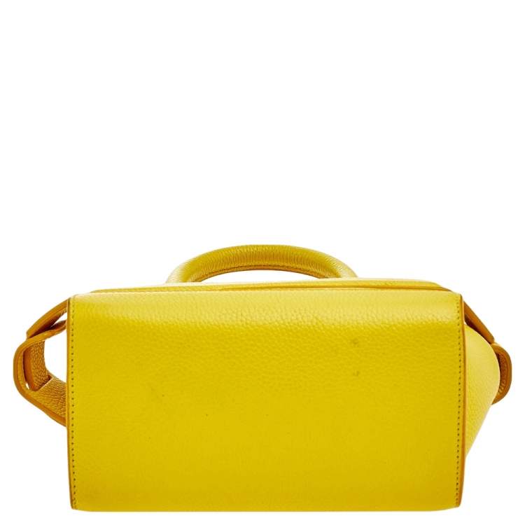 Pre Owned Givenchy Bright Yellow Leather Nano Horizon Crossbody Bag