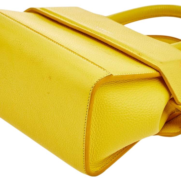 Pre Owned Givenchy Bright Yellow Leather Nano Horizon Crossbody Bag