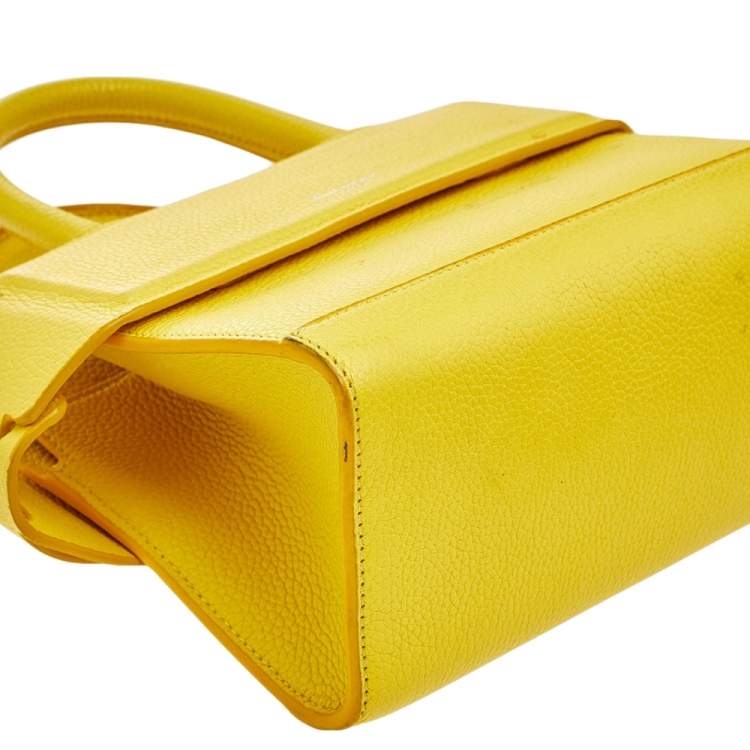 Pre Owned Givenchy Bright Yellow Leather Nano Horizon Crossbody Bag